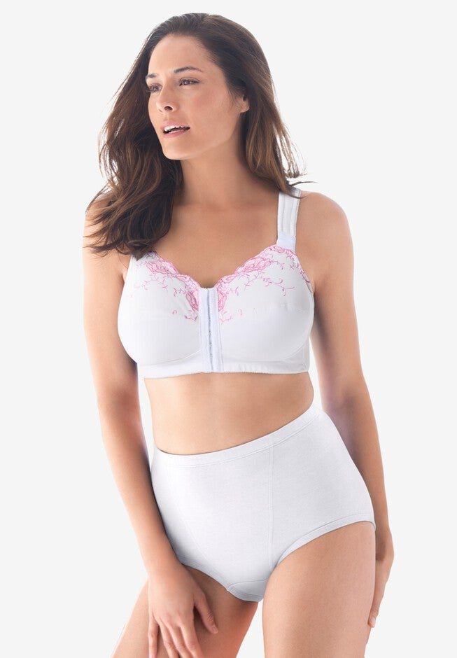 Front-Close Embroidered Wireless Posture Bra, , alternate image number 6