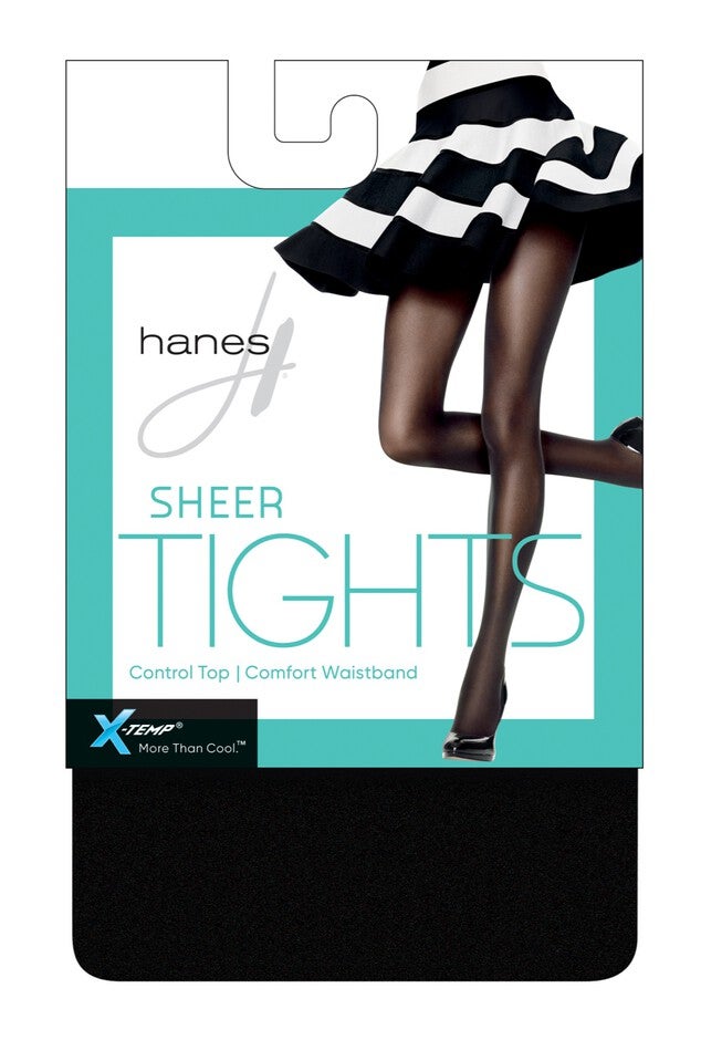X-Temp Sheer Control Top Tights with Comfort Waistband, BLACK, hi-res image number 0