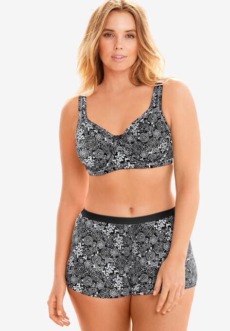Unlined Underwire Bra , BLACK FLOWER GARDEN, hi-res image number null