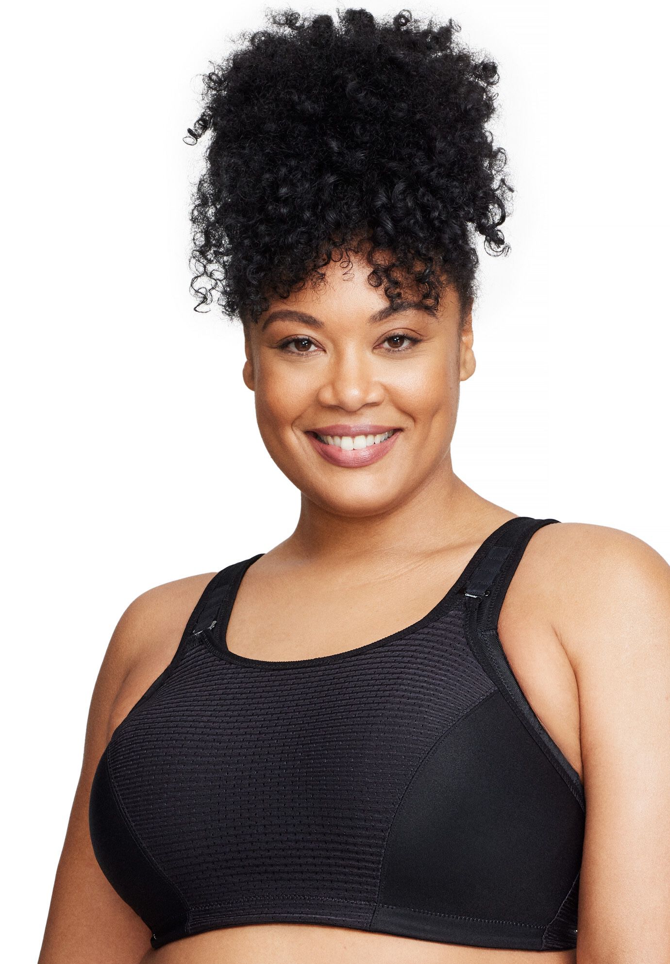 Full Figure Plus Size Custom Control Sports Bra Wirefree #1166 Bra, SOLID BLACK, hi-res image number 0