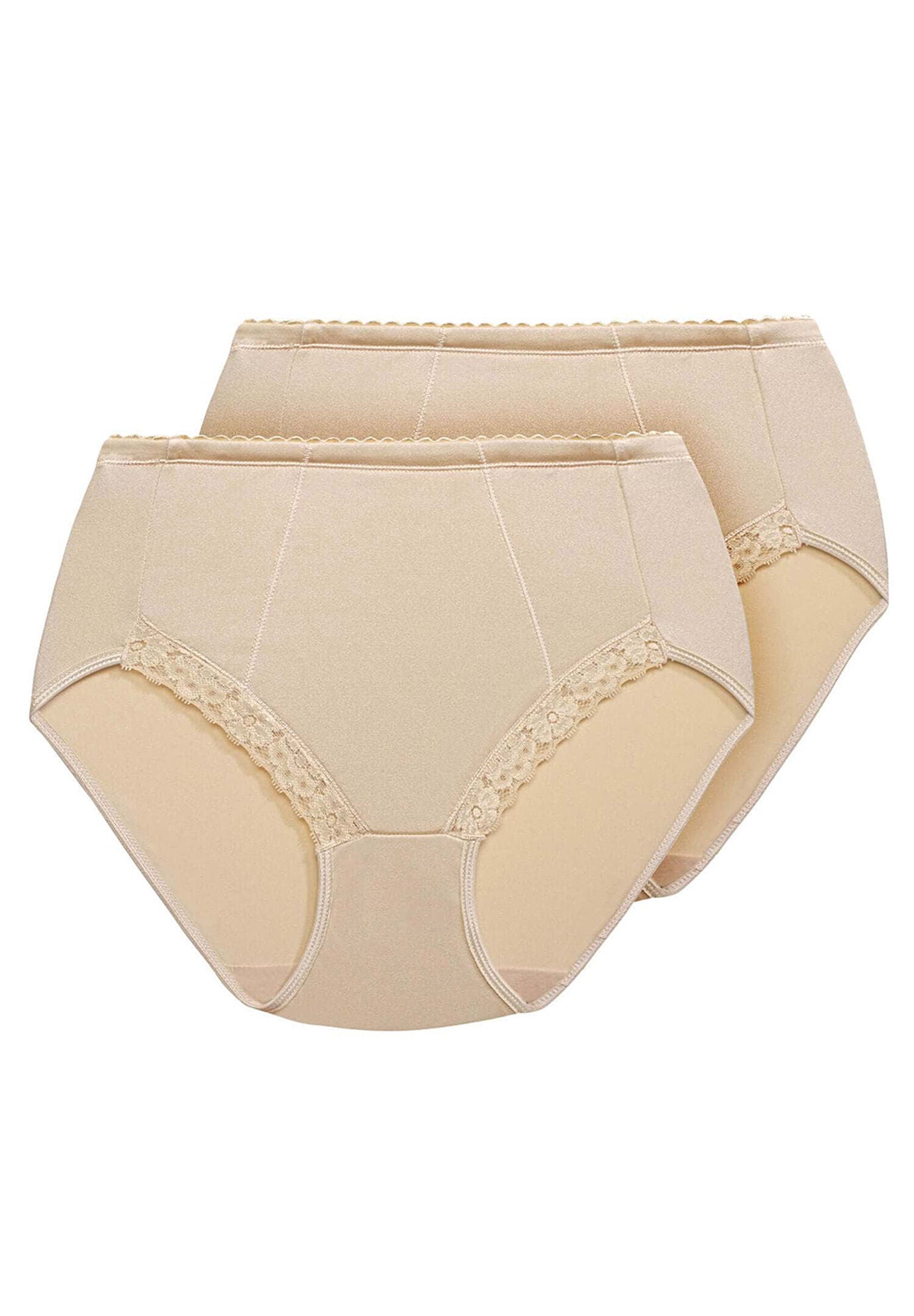 Exquisite Form® 2-Pack Control Top Lace Shaping Panties, NUDE, hi-res image number 0
