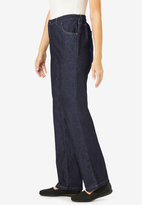 Side-Elastic Straight Leg Cotton Jean, , alternate image number null