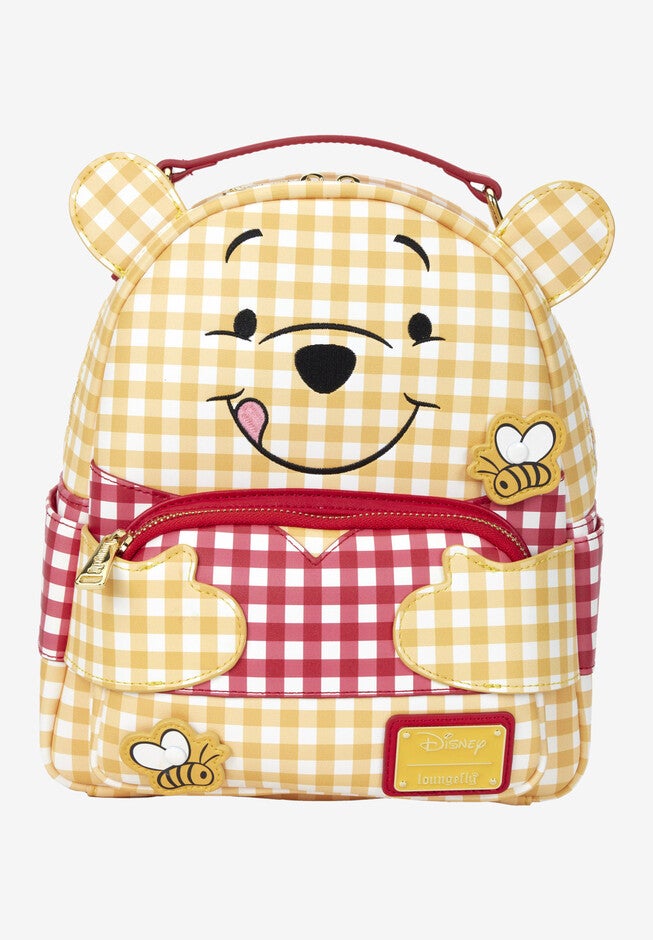Loungefly X Disney Winnie The Pooh Mini Backpack Handbag Gingham Honey Bees, ORANGE, hi-res image number 0