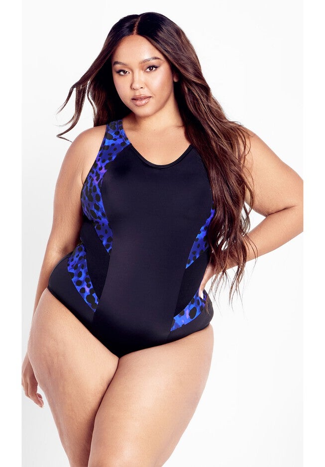 Tia Spliced Print 1 Piece, BLACK PRINT, alternate image number null
