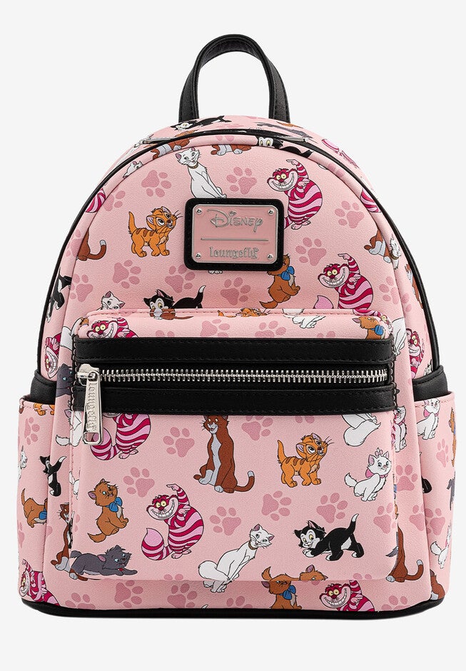 Loungefly x Disney Cats Mini Backpack Handbag All-Over Print Cheshire Marie, MULTI, hi-res image number 0