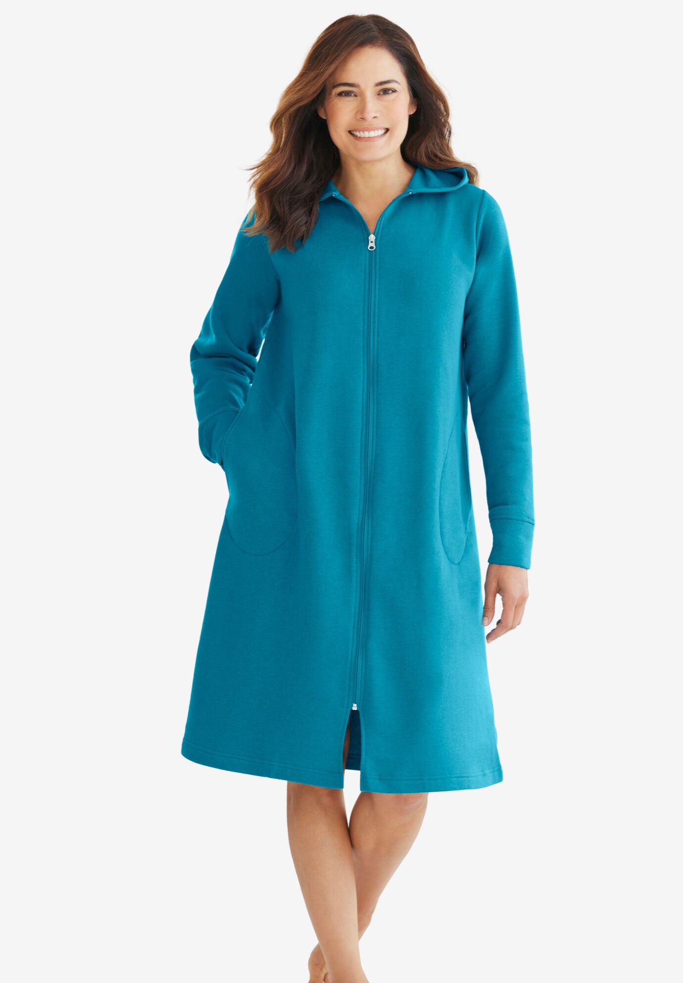 Everyday Short Hooded Sweatshirt Robe Deep Teal Swimsuits For All
