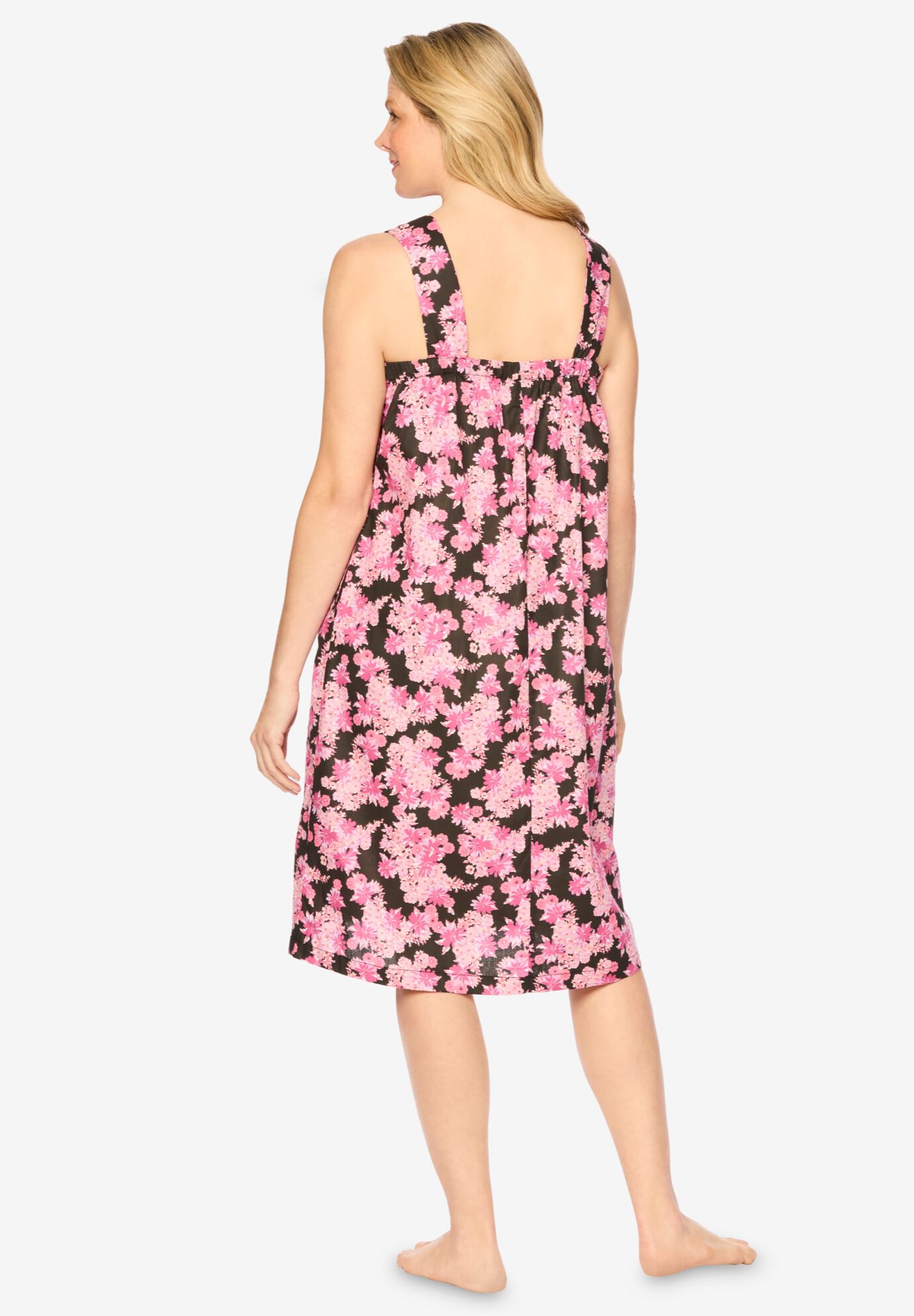 Print Sleeveless Square Neck Lounger, BLACK CAMELLIA, on-hover image number 1
