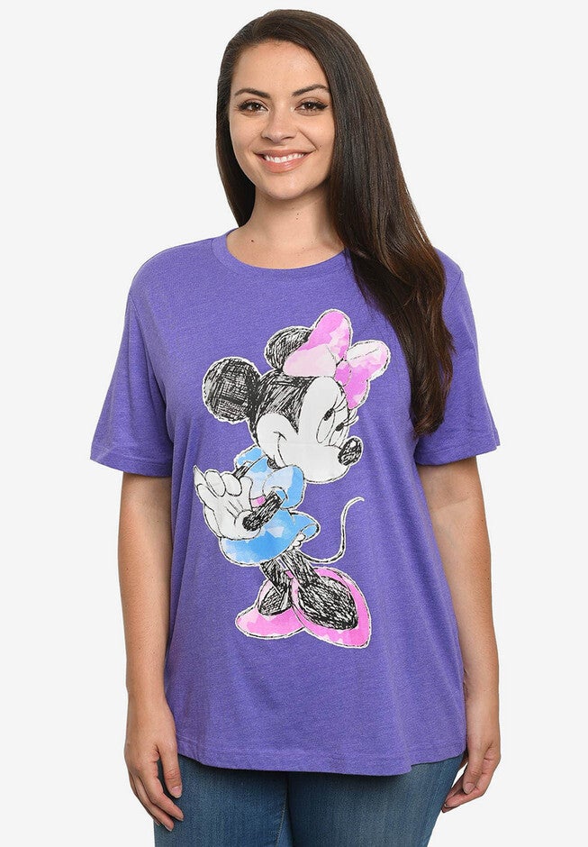 Minnie Mouse Sketch Sleeve T-Shirt, PURPLE, hi-res image number 0