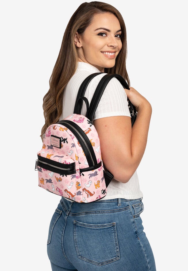 Loungefly x Disney Cats Mini Backpack Handbag All-Over Print Cheshire Marie, , alternate image number 3