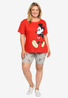 Mickey Mouse T-Shirt & Bike Shorts 2-Piece Set Disney Red Gray, RED, hi-res image number null
