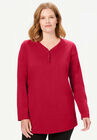 Long Sleeve Henley Sleepshirt, CLASSIC RED, hi-res image number null