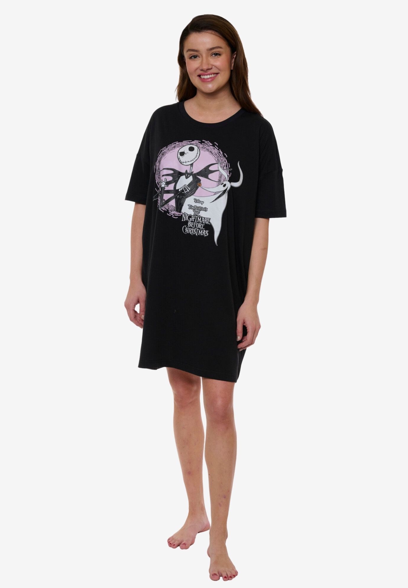 Disney Nightmare Before Christmas Jack Skellington Sleep Shirt Nightgown Pajamas Sleepwear, BLACK, hi-res image number 0