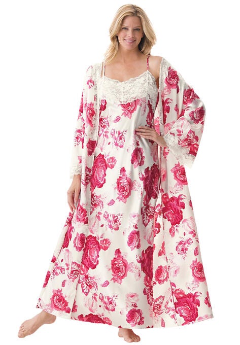 The Luxe Satin Long Peignoir Set, , alternate image number null