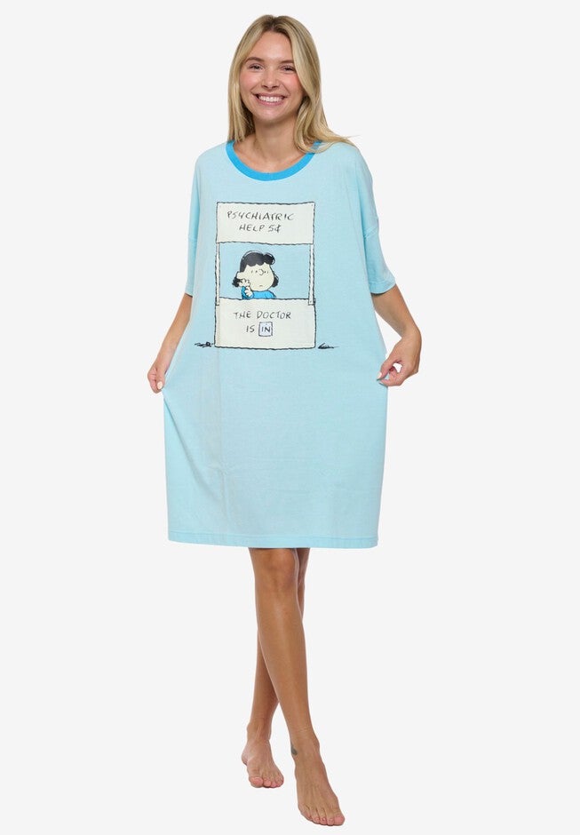 Women's Peanuts Lucy The Doctor Dorm Sleep Shirt One Size Blue, BLUE, hi-res image number null