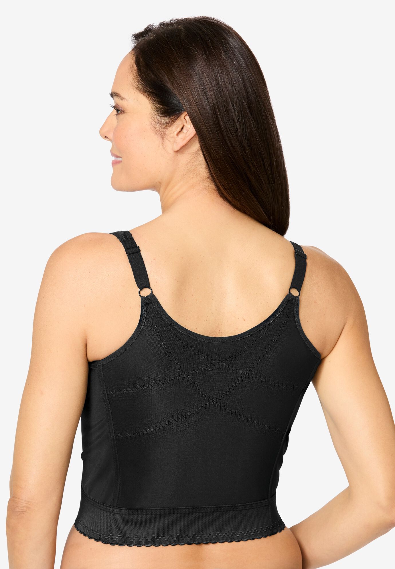 Easy Enhancer® Wireless Longline Posture Bra, BLACK, on-hover image number 1