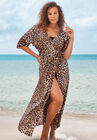 Faux-Wrap Swim Cover Up, CLASSIC LEOPARD, hi-res image number null
