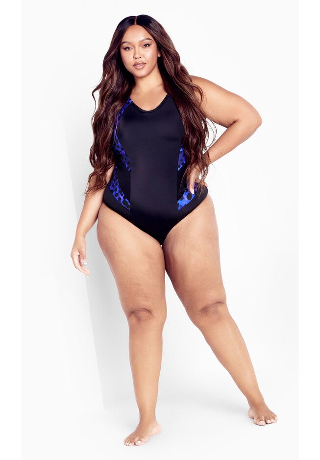 Tia Spliced Print 1 Piece, BLACK PRINT, alternate image number null