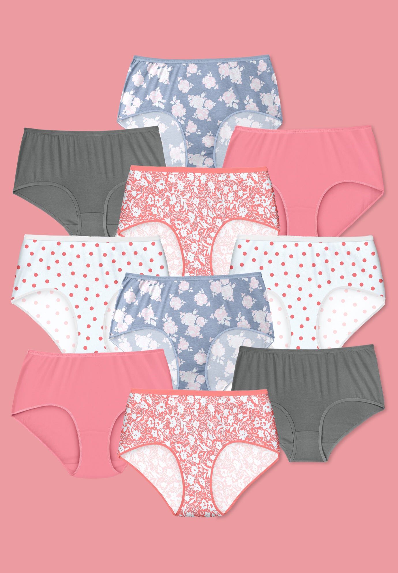 Full Coverage Cotton Brief 10-Pack, ROSE PACK, hi-res image number 0