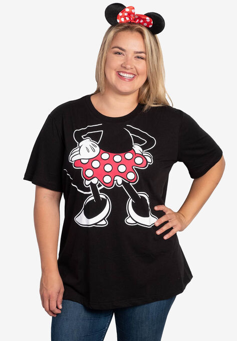 Minnie Mouse Costume T-Shirt & Ears w/Bow 2-Pcs Set, BLACK, hi-res image number null