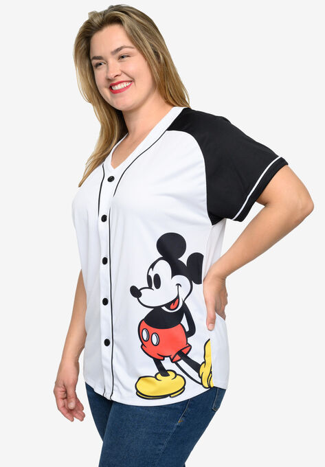 Mickey Mouse 28 Baseball Jersey Shirt White Button Down, , alternate image number null