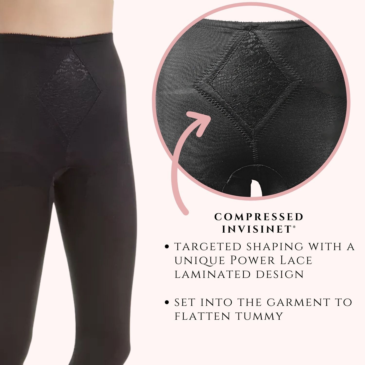 Moderate Control Waistline Capri Pant Liner with Tummy Control Panel Memory Compression Fabric 6265, BLACK, alternate image number 4