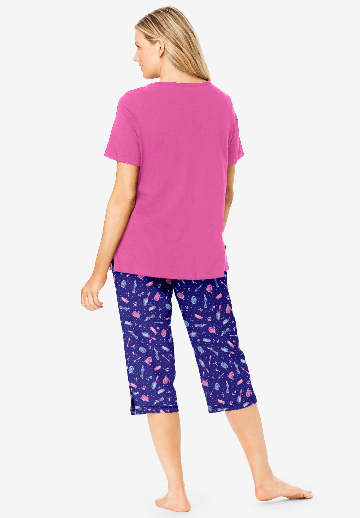 2-Piece Capri Cotton PJ Set, ULTRA BLUE BUBBLES, on-hover image number 1