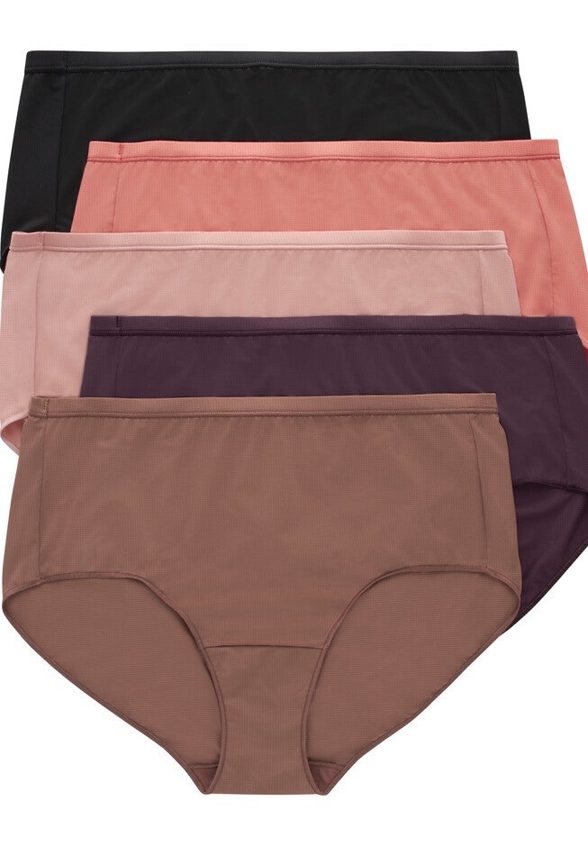 Women'S Breathable Mesh Brief Underwear, 5-Pack, ASSORTED, hi-res image number 0