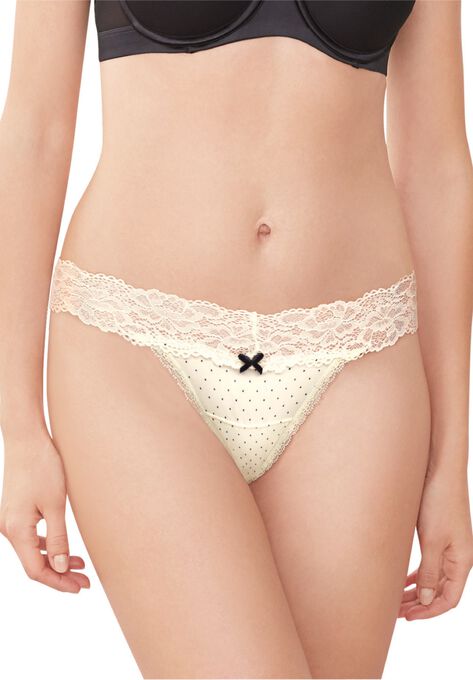 Sexy Must Haves Lace Thong , PEARL BLACK DOT, hi-res image number null