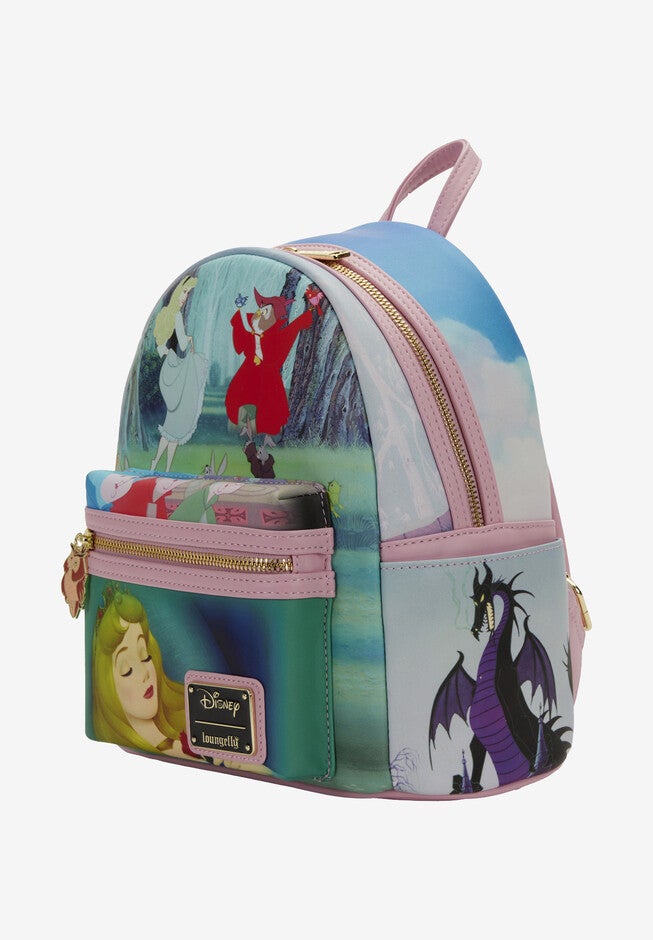 Loungefly X Disney Sleeping Beauty Mini Backpack Handbag Aurora Maleficent, , on-hover image number 1