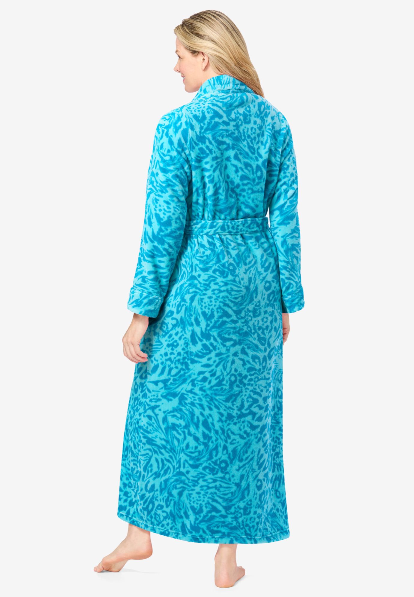 Plush Wrap Robe, PALE OCEAN ANIMAL, on-hover image number 1