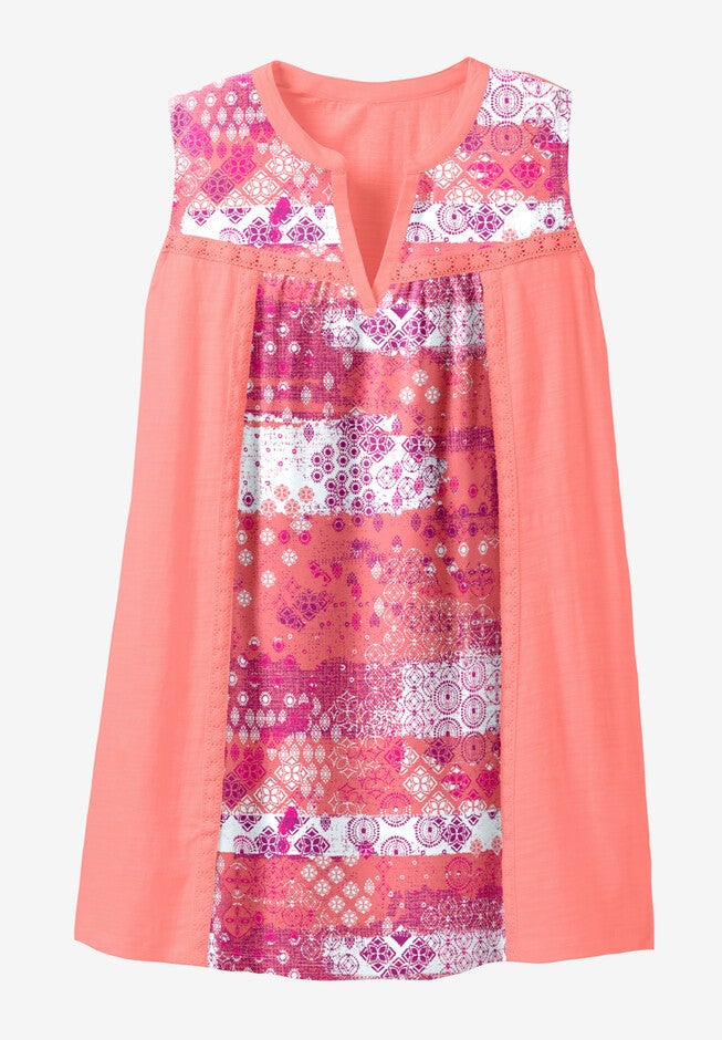 Sleeveless Notch-Neck Tunic, , alternate image number null