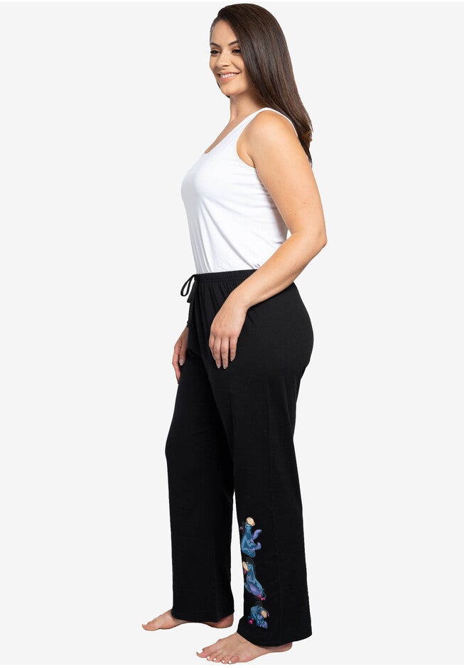 Womens Plus Size Disney Eeyore Sitting Lounge Pants Drawstring Waistband Black, , alternate image number 4