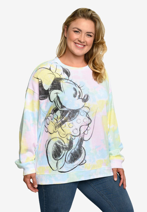Minnie Mouse Sketch Tie-Dye Fleece Long Sleeve Sweatshirt, , alternate image number null