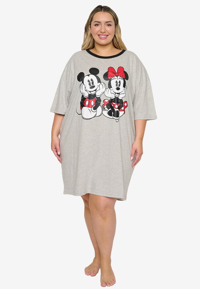 Disney Mickey & Minnie Mouse Sleep Shirt Pajamas Grey, GRAY, hi-res image number 0