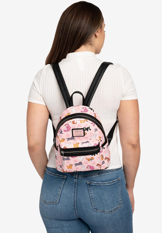 Loungefly x Disney Cats Mini Backpack Handbag All-Over Print Cheshire Marie, , alternate image number 2