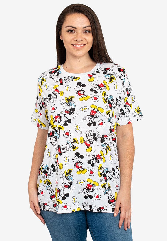Mickey & Minnie Mouse All-Over T-Shirt, WHITE, hi-res image number null