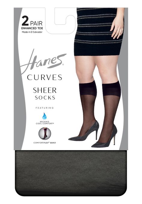 Curves Sheer Socks 2-Pack, BLACK, hi-res image number null