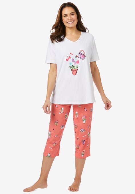 2-Piece Capri PJ Set , SWEET CORAL GARDEN, hi-res image number null