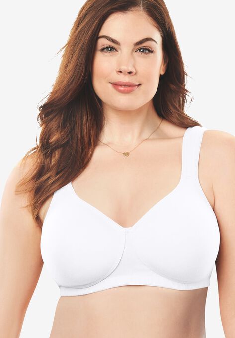 Cotton Wireless T-Shirt Bra , WHITE, hi-res image number null