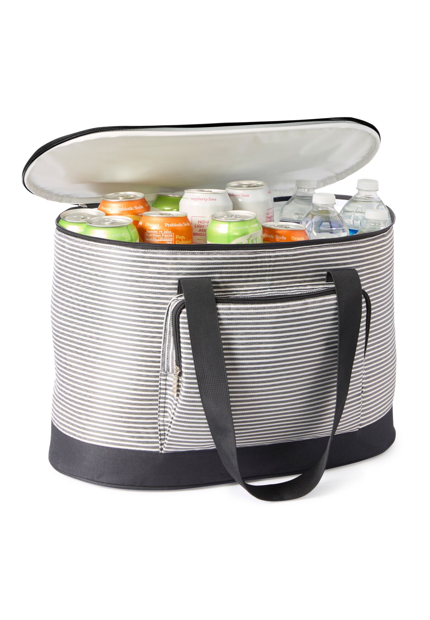 Jumbo Cooler Bag, BLACK WHITE STRIPE, alternate image number 1