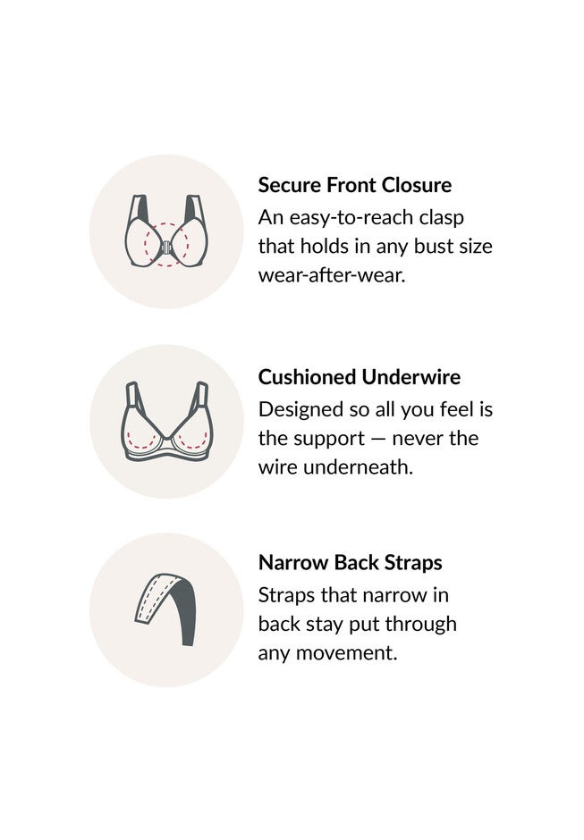 Glamorise Lacey T-Back Front-Closure WonderWire Underwire  Bra 9246 (Women's & Women's Plus), , alternate image number 7