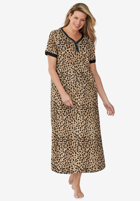 Long Henley Sleepshirt , CLASSIC LEOPARD, hi-res image number null