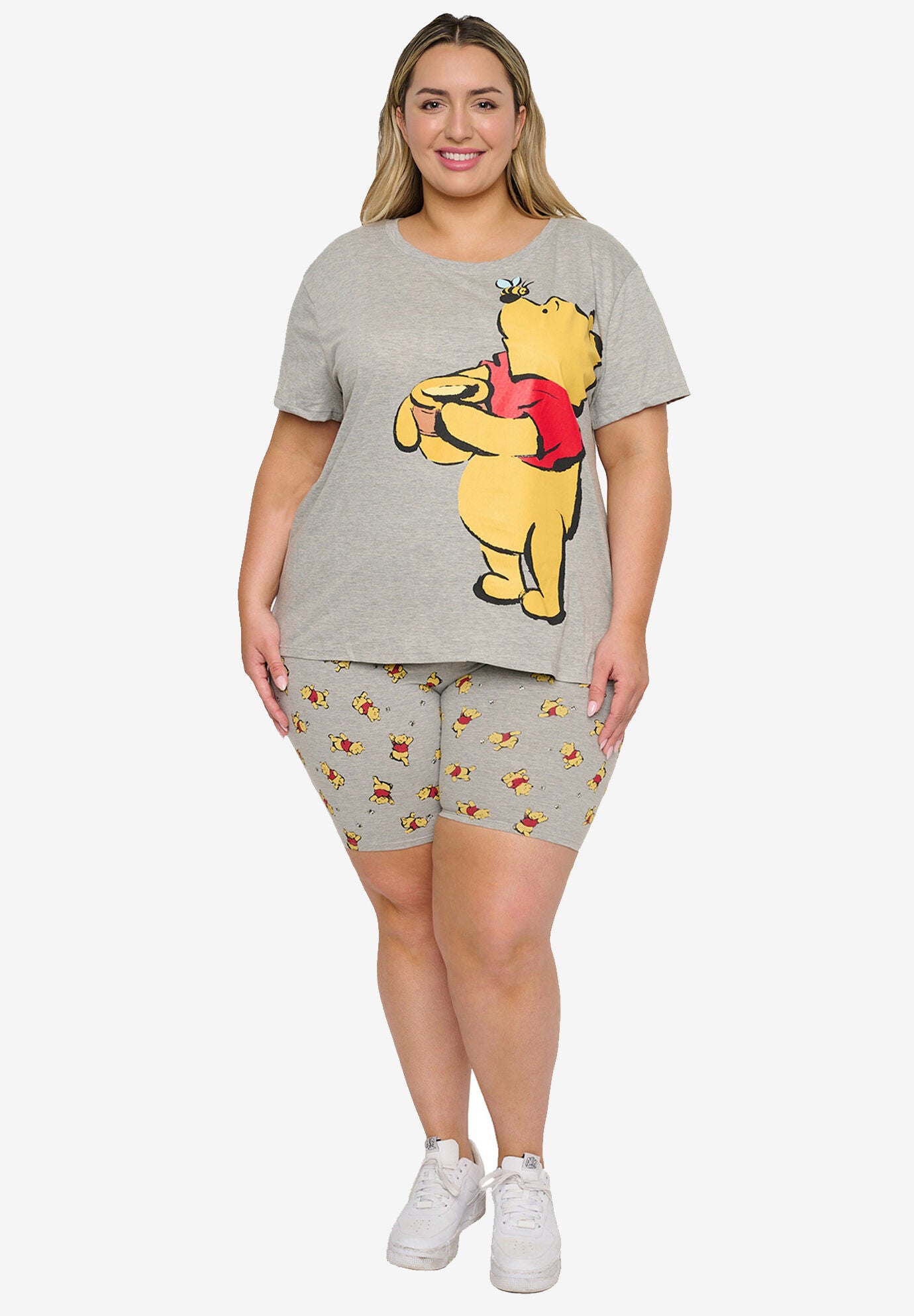 Disney Winnie The Pooh T-Shirt & Bike Shorts 2-Piece Set, GRAY, hi-res image number 0