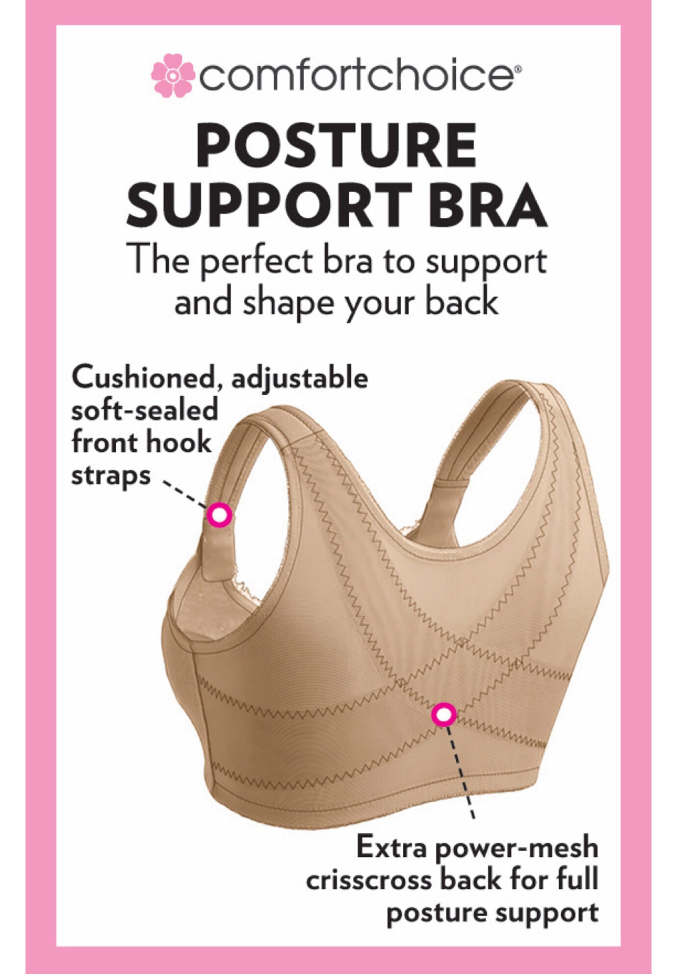Front-Close Embroidered Wireless Posture Bra, , alternate image number 3