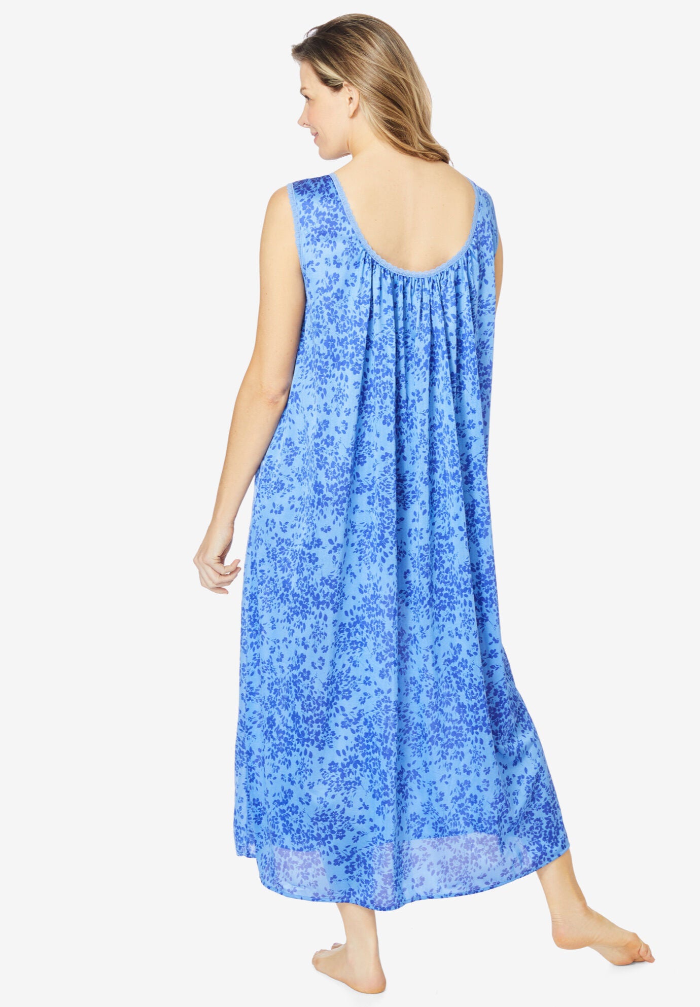 Long Tricot Knit Nightgown, PARADISE PINK, on-hover image number 1