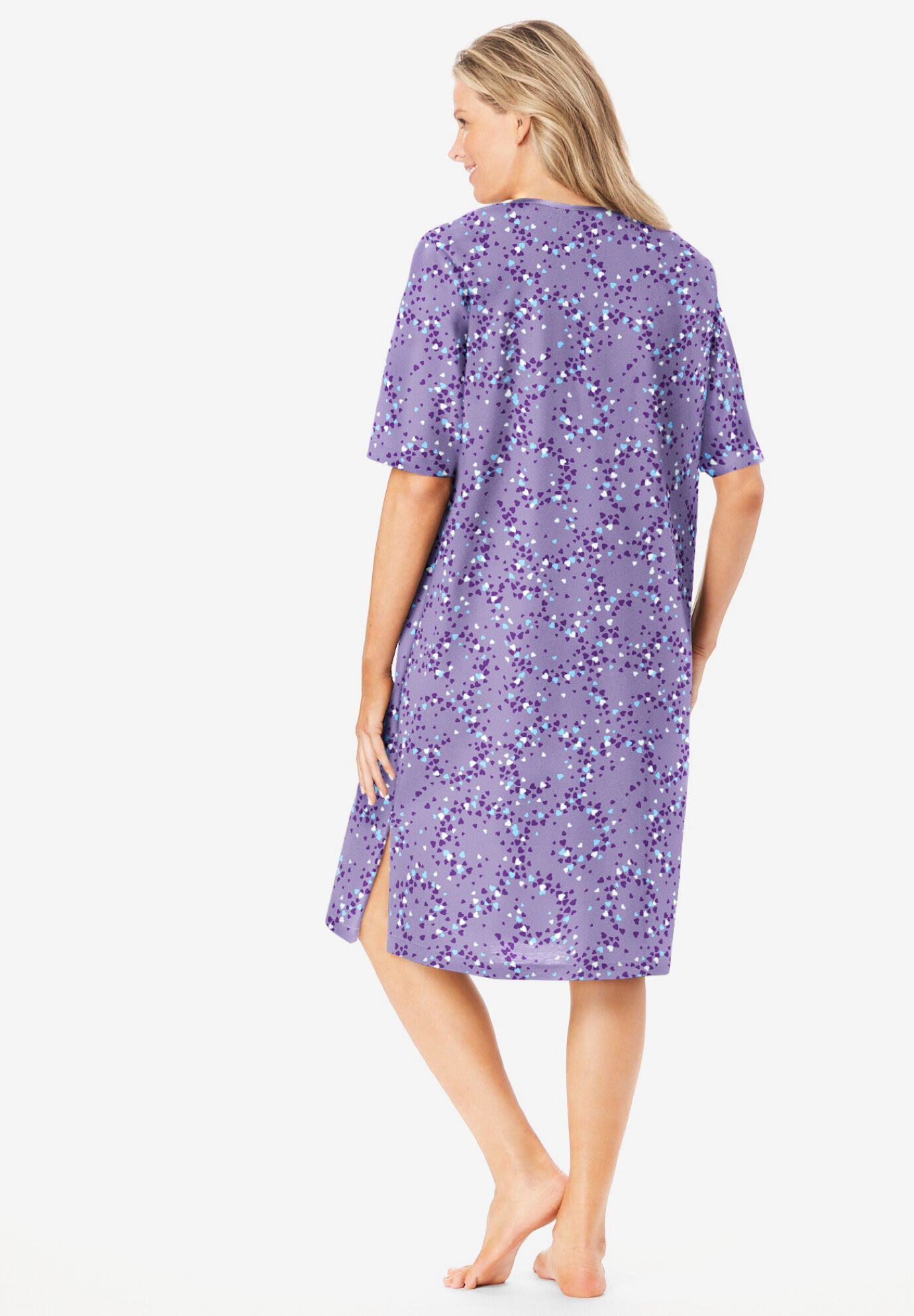 Short-Sleeve Sleepshirt, SOFT IRIS HEARTS, on-hover image number 1
