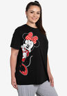 Disney Women's Minnie Mouse Leaning Short Sleeve T-Shirt Black, BLACK, hi-res image number null
