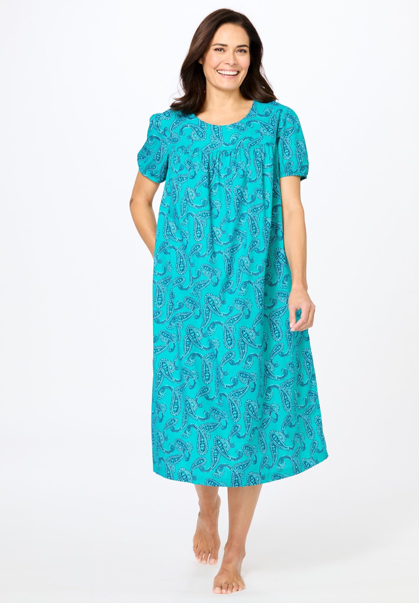 Short Print Shirred Lounger, WATERFALL PAISLEY, hi-res image number 0