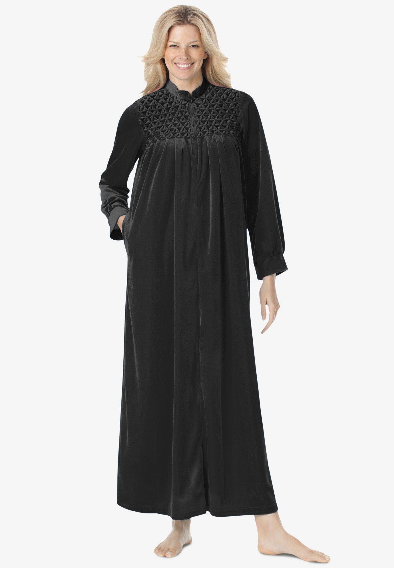Velour snap front robe outlet