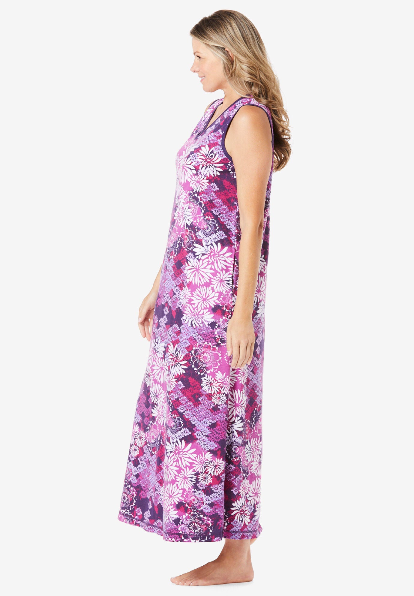 Trapeze V-Neck Lounger, RICH VIOLET BLOOMING, alternate image number 2